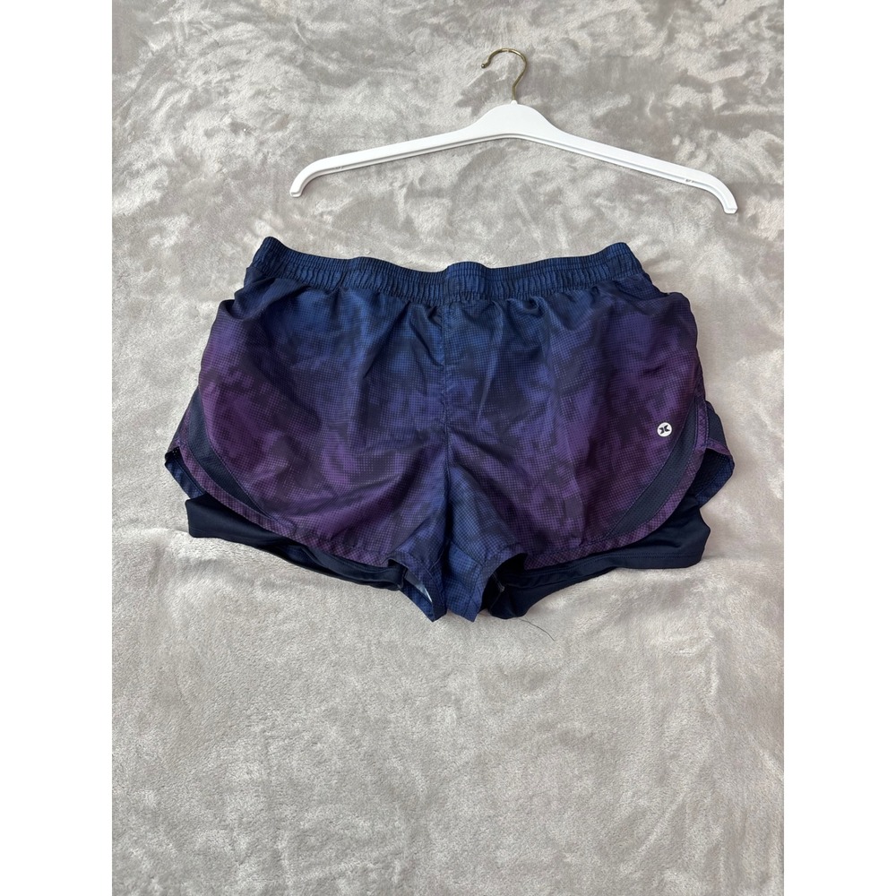 RBX Womens Purple Navy Ombre 2-in-1 Running Shorts Mesh Panels Size Medium 1500